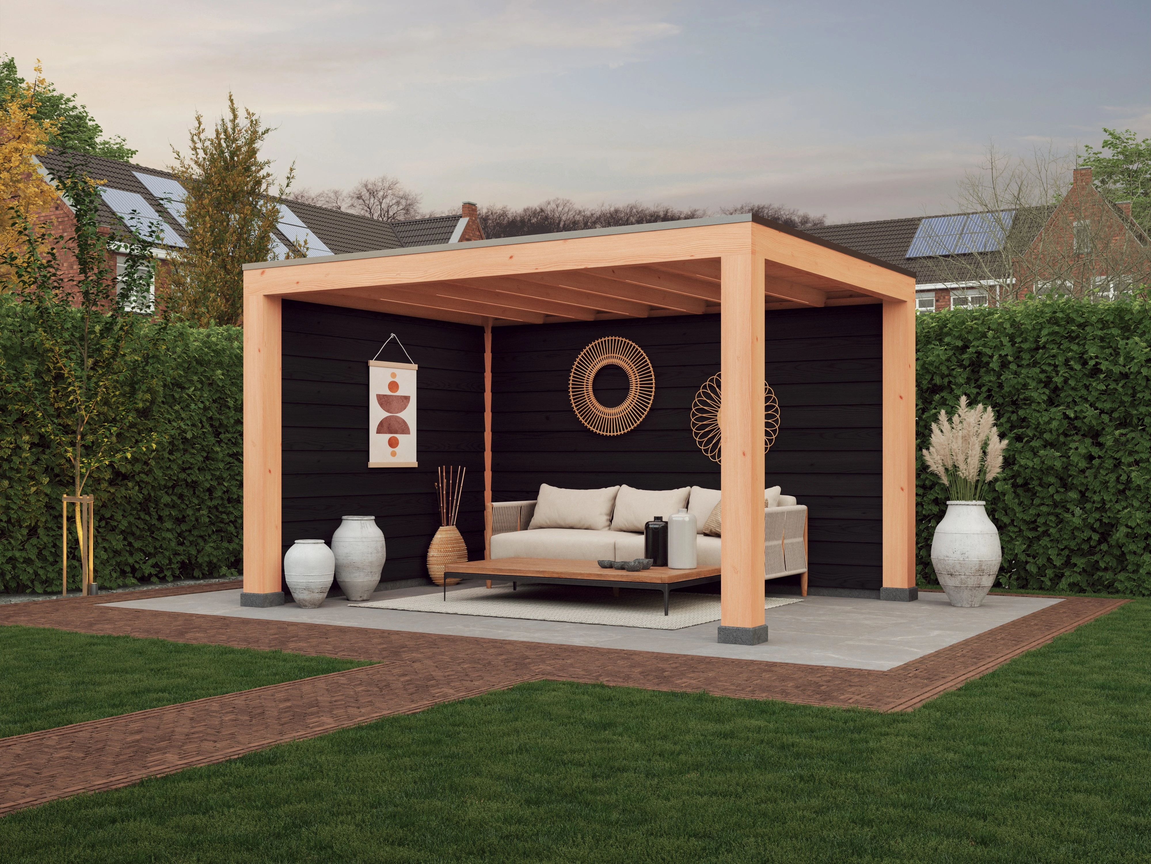 Douglas overkapping, 300 x 400, met zwarte achterwand en zijwand, Westwood Modern Plus - Afbeelding 3